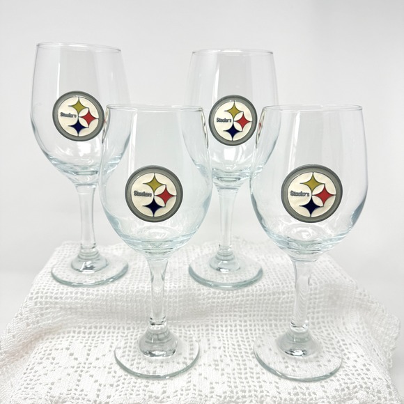 Other - Pittsburgh Steelers Wine Glass Set Pewter Logo Stemware Set of 4 NFL Barware